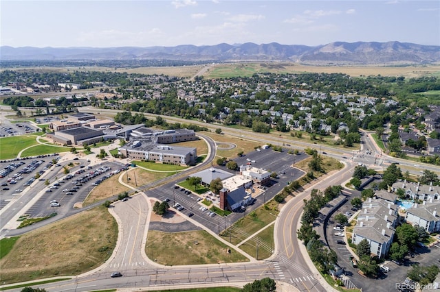 bird's eye view with a mountain view