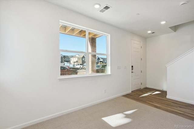 foyer entrance featuring wood-type flooring