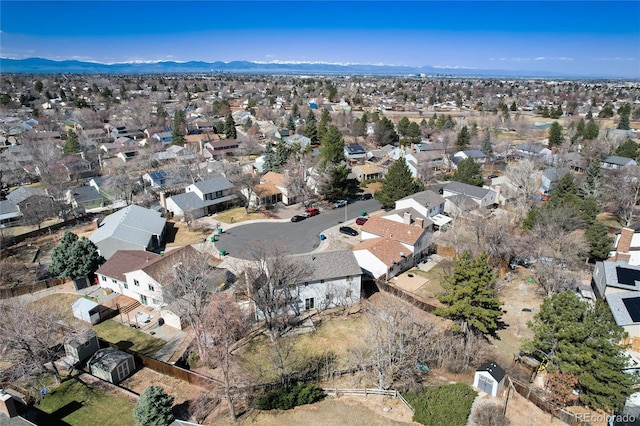 bird's eye view with a mountain view and a residential view