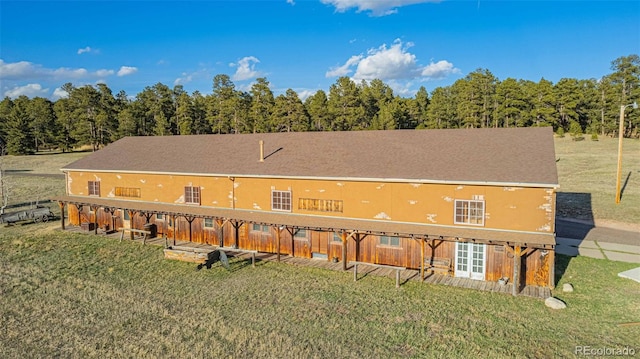 17675 State Highway 83, Colorado Springs, CO 80908 - rear view of property with a yard, french doors, and a wooded view