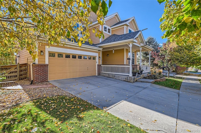 view of front of property featuring covered porch