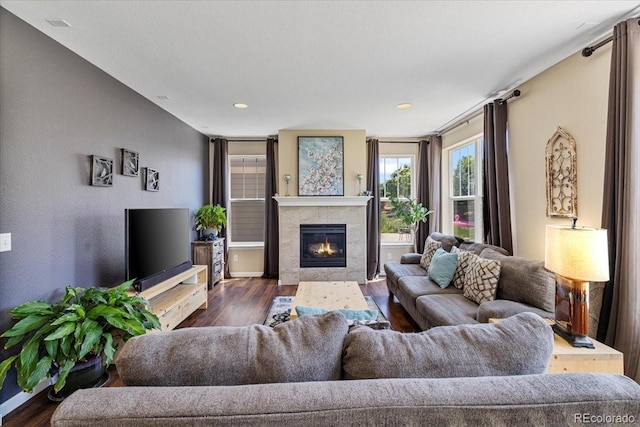 3115 Bryce Dr, Fort Collins, CO 80525 - living room with dark wood-type flooring and a tile fireplace