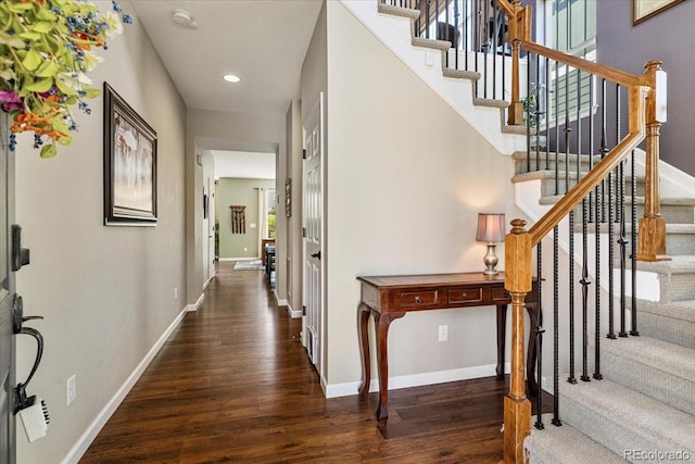 3115 Bryce Dr, Fort Collins, CO 80525 - entryway with wood finished floors, stairway, and recessed lighting