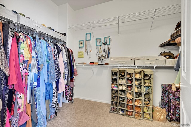 spacious closet with carpet flooring