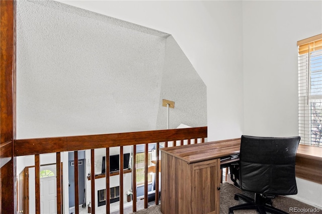 home office with carpet floors