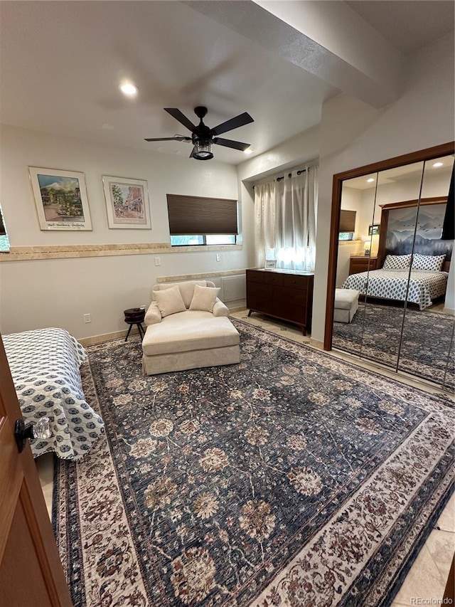 7454 Queen Cir, Arvada, CO 80005 - living area with a ceiling fan and recessed lighting