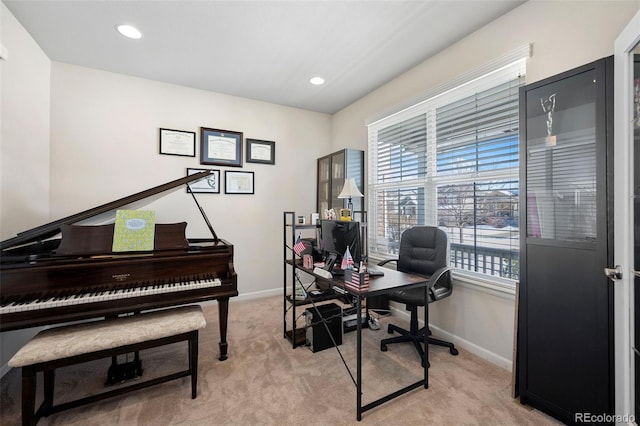 view of carpeted office space