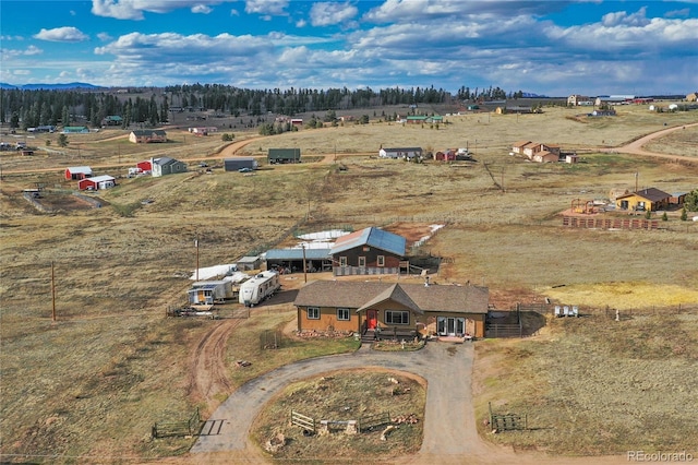 aerial view with a rural view