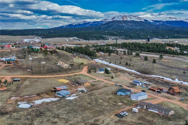 drone / aerial view with a mountain view