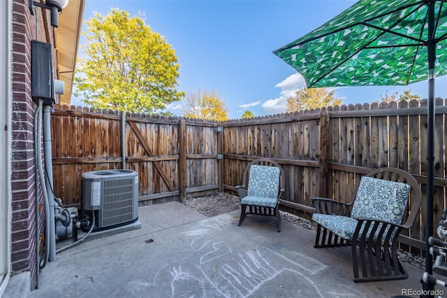 view of patio / terrace featuring central AC unit