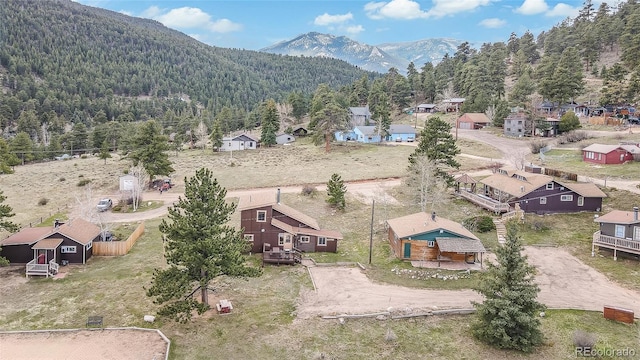 drone / aerial view with a mountain view