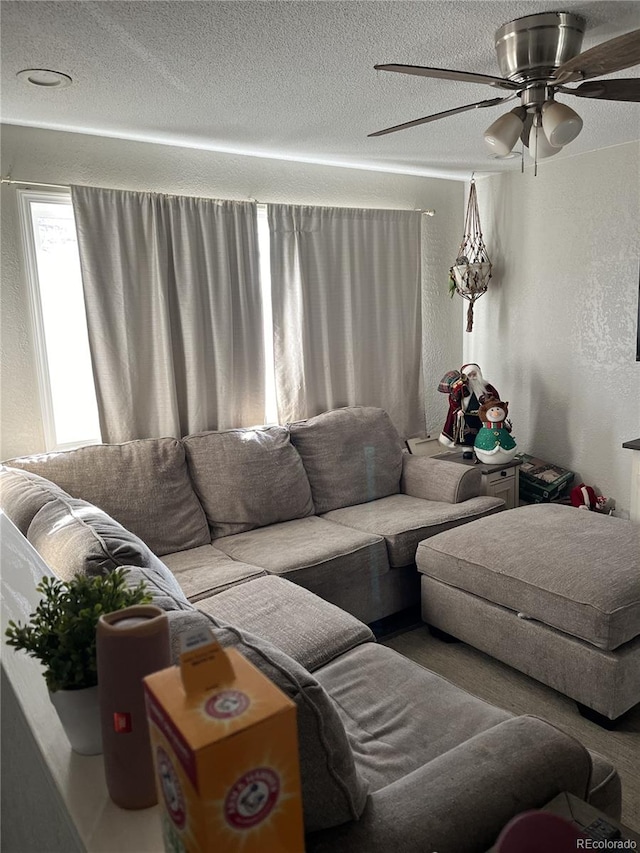 living room with ceiling fan