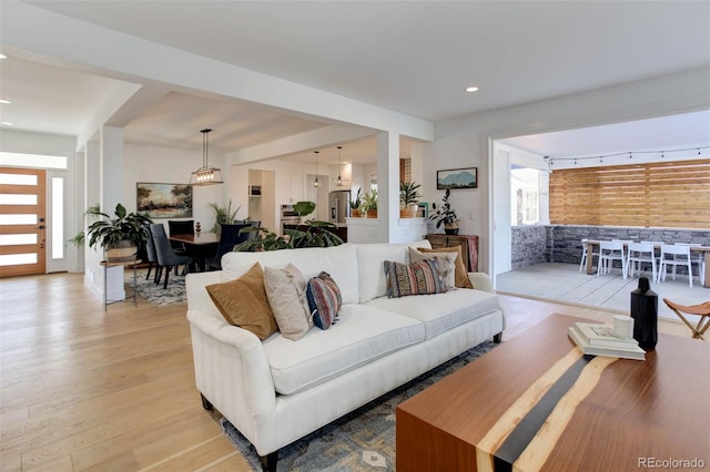 785 Delechant Dr, Erie, CO 80516 - living area featuring light wood-type flooring and recessed lighting