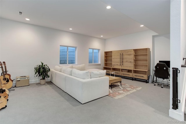 785 Delechant Dr, Erie, CO 80516 - living room featuring light carpet and recessed lighting