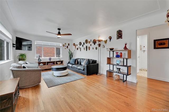 845 Jasmine St, Denver, CO 80220 - living area featuring light wood-type flooring and ceiling fan