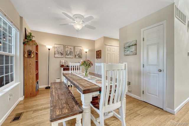 2028 Palm Dr, Colorado Springs, CO 80918 - dining room featuring light wood-type flooring and ceiling fan