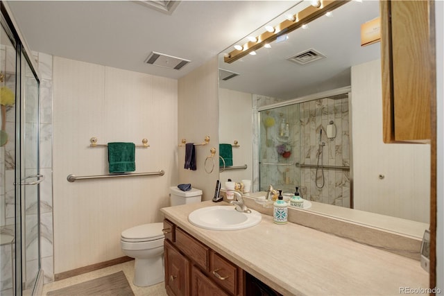3675 S Cherokee St Unit 710, Englewood, CO 80110 - bathroom with vanity, a marble finish shower, and toilet