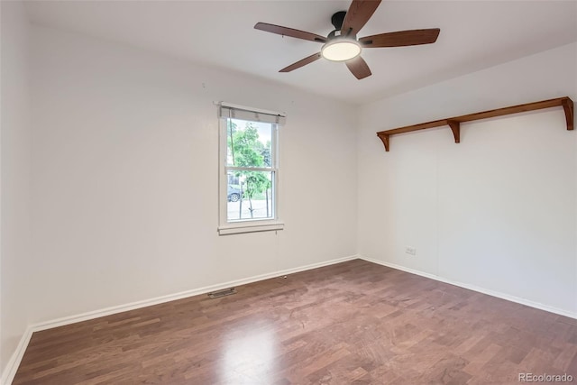 5090 Tejon St, Denver, CO 80221 - empty room featuring ceiling fan, wood finished floors, and baseboards
