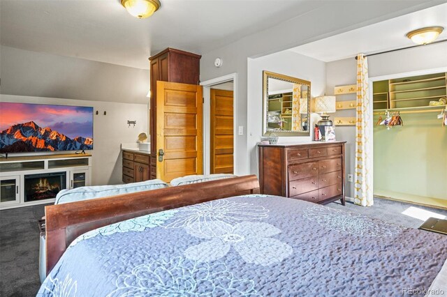 3811 N Clay St, Denver, CO 80211 - carpeted bedroom featuring a warm lit fireplace and a closet