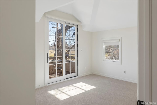 unfurnished room with light carpet