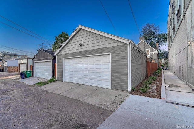 view of detached garage