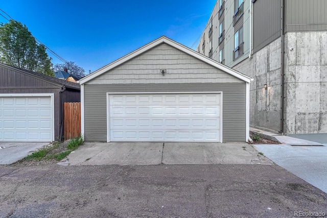 view of garage
