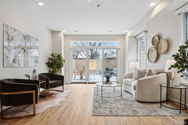 467 Harrison St, Denver, CO 80206 - living room featuring wood finished floors and recessed lighting