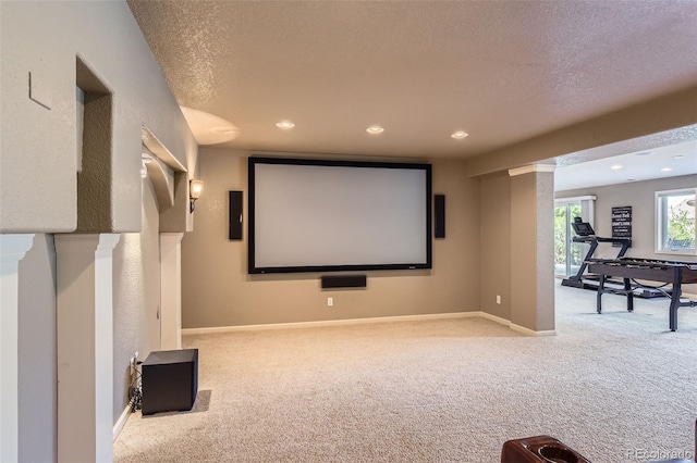 6013 S Kittredge Ct, Centennial, CO 80016 - cinema with carpet floors, recessed lighting, a textured ceiling, and baseboards