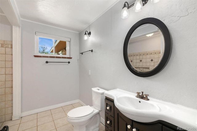 1406 N Foote Ave, Colorado Springs, CO 80909 - bathroom with vanity, tile patterned flooring, and crown molding