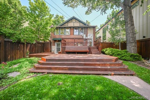 321 S Gilpin St, Denver, CO 80209 - rear view of house with a fenced backyard and a deck