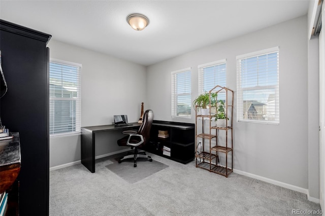 view of carpeted office space