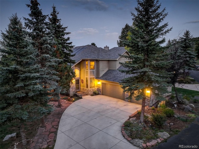 view of front of home with a garage