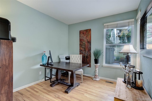 office area with light wood-type flooring