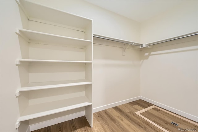 walk in closet featuring wood finished floors