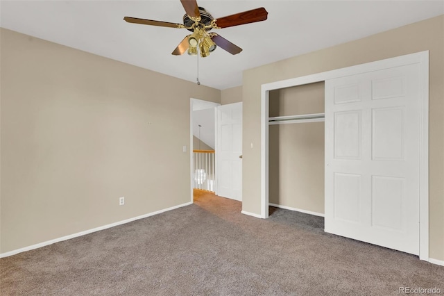 5622 E Weaver Cir, Centennial, CO 80111 - unfurnished bedroom with carpet flooring, a closet, baseboards, and a ceiling fan