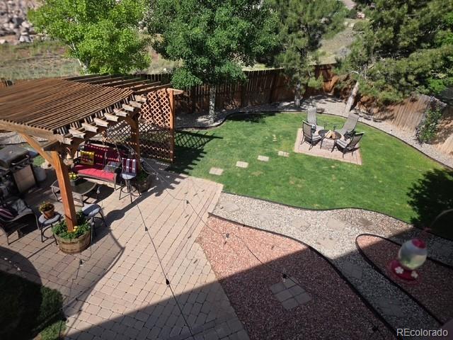 80 Cliff View Cir, Parachute, CO 81635 - view of yard with a pergola and a patio