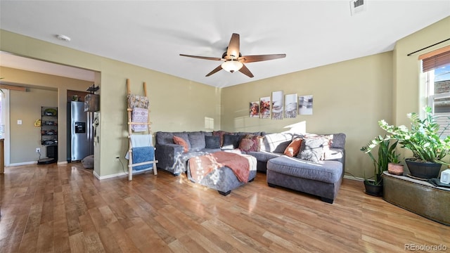 80 Cliff View Cir, Parachute, CO 81635 - living room with a ceiling fan and wood finished floors