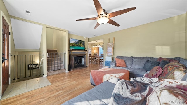 80 Cliff View Cir, Parachute, CO 81635 - living room featuring wood finished floors and ceiling fan