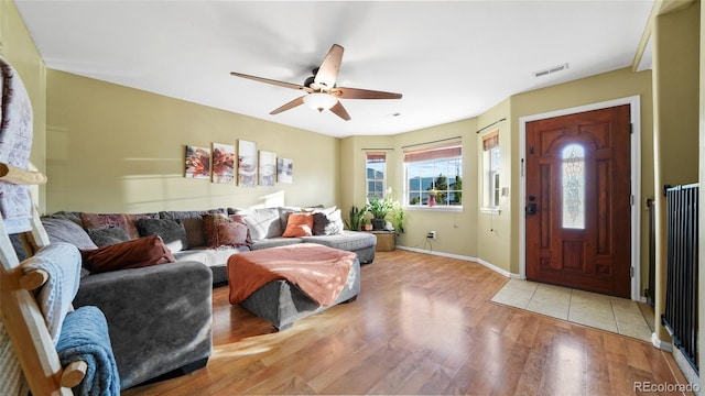 80 Cliff View Cir, Parachute, CO 81635 - living area featuring a ceiling fan and light wood finished floors