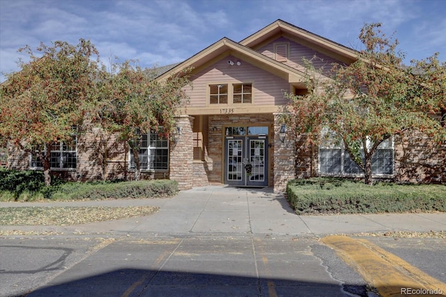 view of front of property featuring french doors