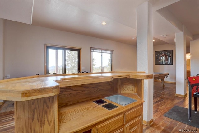 32091 Black Widow Dr, Conifer, CO 80433 - kitchen featuring wood finished floors and recessed lighting
