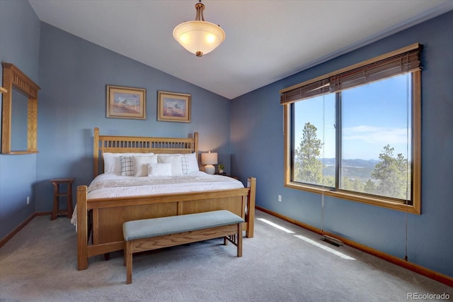 32091 Black Widow Dr, Conifer, CO 80433 - bedroom with carpet flooring and vaulted ceiling