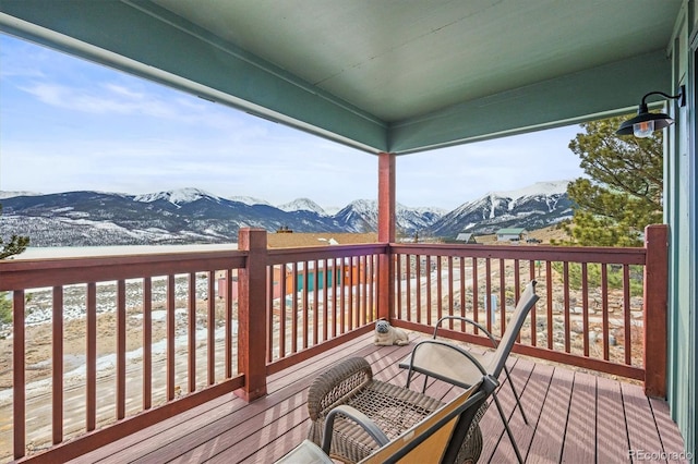 deck featuring a mountain view