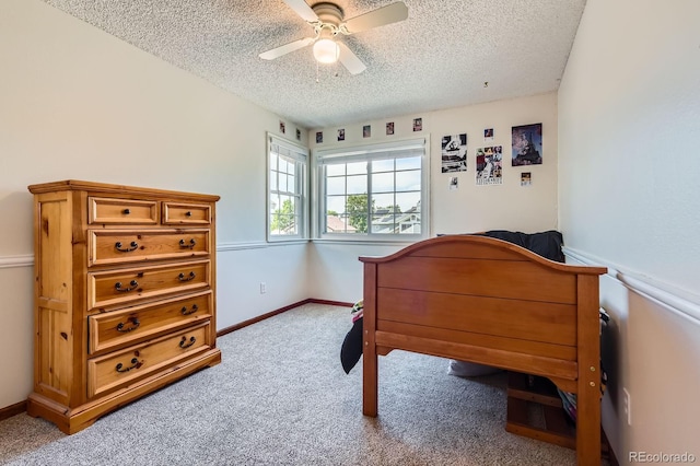 7166 Newhall Dr, Highlands Ranch, CO 80130 - bedroom with a textured ceiling, carpet floors, and a ceiling fan