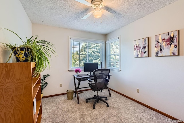 7166 Newhall Dr, Highlands Ranch, CO 80130 - carpeted office featuring a textured ceiling and ceiling fan