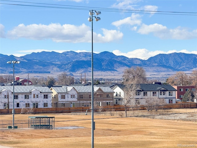 view of mountain feature with a residential view