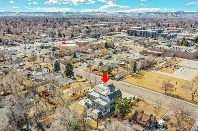 aerial view with a mountain view