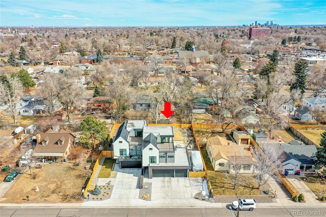 aerial view featuring a residential view