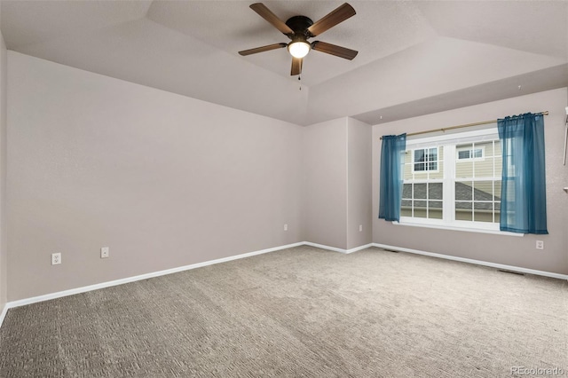 12919 W Burgundy Dr, Littleton, CO 80127 - empty room with a ceiling fan, carpet, and lofted ceiling