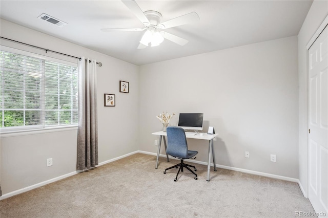 1441 S Ulster St, Denver, CO 80231 - office space with carpet flooring, a ceiling fan, and baseboards